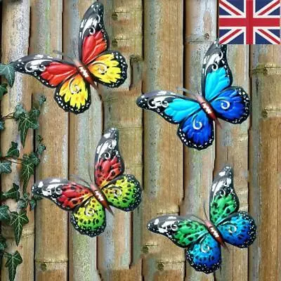 4X Home Fence Ornament Metal Butterfly Garden Decor Wall Art Hanging Sculpture • £5.55