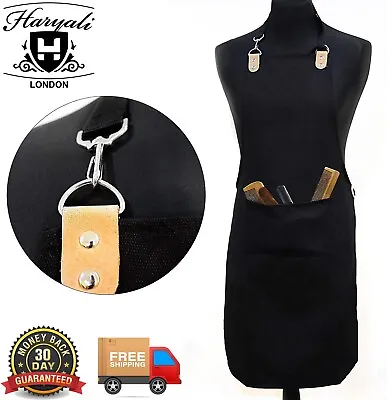 £7.99 • Buy Barber Hair Cutting Apron Pro Waxed Black Professional Canvas Adjustable Aprons