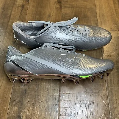 Under Armour UA Spotlight Men's Silver Football Cleats 1280533-210 Mens Size 16 • $49.99