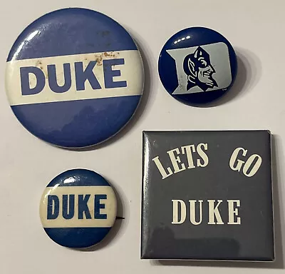 Vintage Duke University Blue Devils Pin Pinback Buttons Lot Of 4 • $12.74