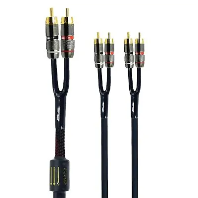 Gold Plated RCA Plug Splitter Stereo Extension Cable 2Male To 4Male Y Adapter • $39.60