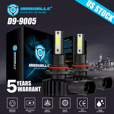 IRONWALLS 9005 LED Headlight Super Bright Bulbs Kit White 360000LM High/Low Beam • $21.99