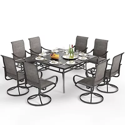 PHI VILLA 9 Piece Patio Dining Set Outdoor Table Set Swivel High Back Chairs • $1179.99