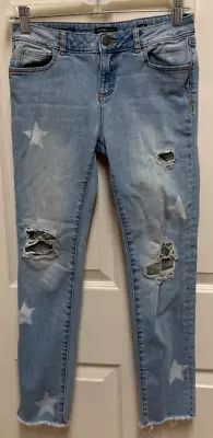 Miss Me Girls Distressed Ankle Skinny Blue Stretch Denim Jeans (Size 14) • $21.54