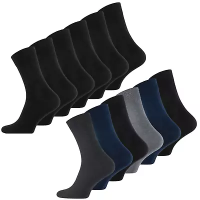 Men's Bamboo Socks 6 Pairs Pack Seamless Quality Soft Top Socks Black Navy Grey • $12.44