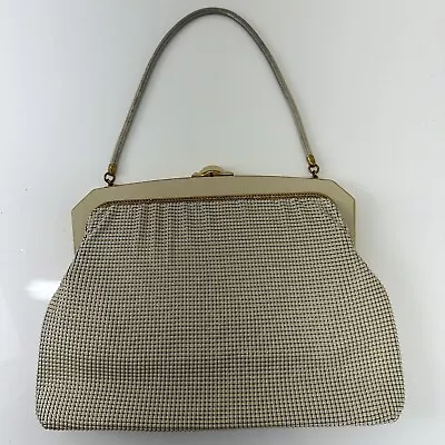 Vintage 1970s Oroton White Gardenia Mesh Evening Bag Hand Bag Clutch Handbag • $42.33