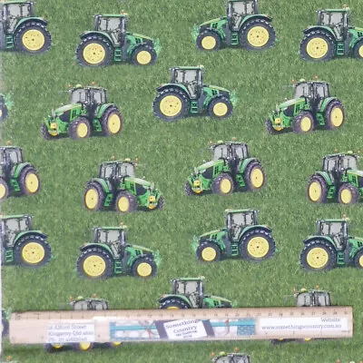 Quilting Patchwork Sewing Fabric John Deere Tractor Grass 50x55cm FQ • $7.75