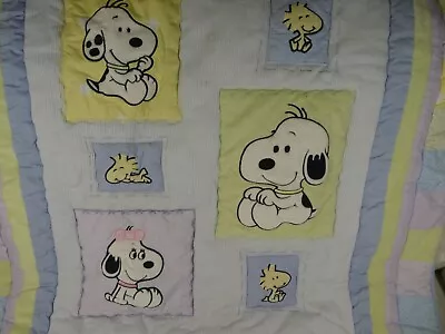 RARE My Little Snoopy Crib Comforter Baby Blanket Quilt Vintage Peanuts Waffle • $35.99