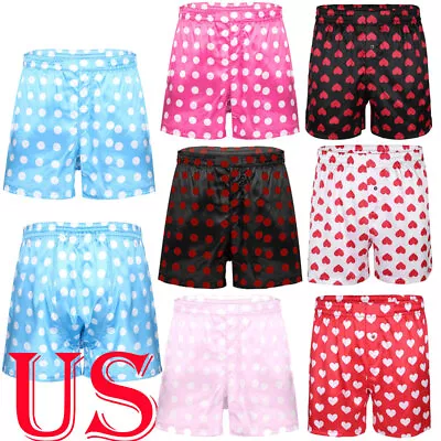 US Mens Shiny Satin Boxer Shorts Frilly Silk Summer Short Pants Sissy Underwears • $7.35