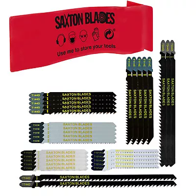 35pc Saxton T Shank Jigsaw Blades Set Wood & Metal Fit Bosch Dewalt Makita Etc • £12.99