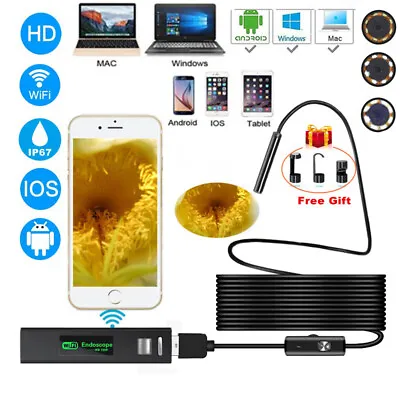 HD 8 LED Endoscope Borescope Inspection WiFi Camera Scope For IPhone Android PC • $55.80