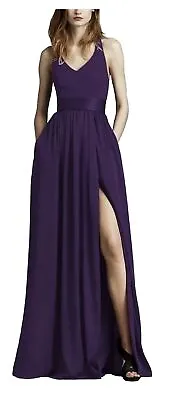 WHITE BY VERA WANG  Size 14 Halter Bridesmaid Gown With Sash Amethyst VW360214 • $79