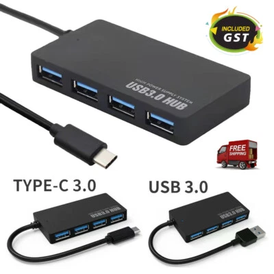 Multi USB 3.0 Hub 4 Port High Speed Slim Compact Expansion Smart Splitter • $7.25