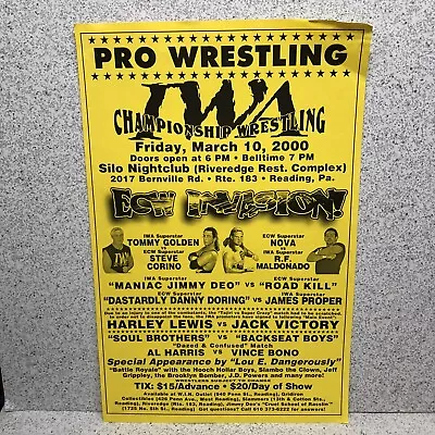 IWA Pro Wrestling Event Poster ECW INVASION Corino Nova Victory Roadkill Rare • $29.99