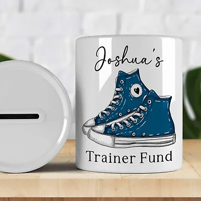 Personalised Trainer Fund Money Box Kids Money Box Savings Piggy Bank. Any Name • £8.99