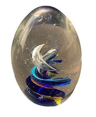 Glass Egg Shaped Swirls Large Paperweight  • $11.55