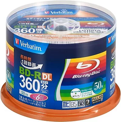 Verbatim BD-R DL 50GB One Time Recording 6x Blu-ray Discs 50 Sheets 360 Min. • $105.39