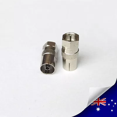 2 X PAL Female To F Type Male Plug Adapter Jack Foxtel Optus CB Satellite (N74C) • $5.99