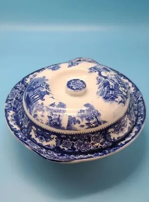 Olde Alton Ware Flow Blue Pattern Willow Covered Vegetable Bowl Made In England • £72.28