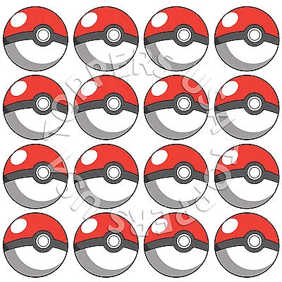 16x EDIBLE Pokemon Pokeballs Birthday Cupcake Toppers Wafer Paper 4cm (uncut) • $5.99