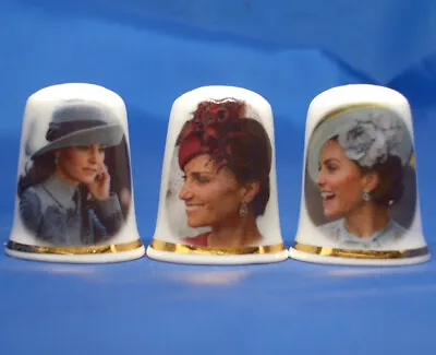 £9.95 • Buy Birchcroft China Thimbles -- Set Of Three -- Duchess Of Cambridge Hats