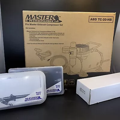 Master Airbrush ABD TC-20-HB Pro Compressor Set G70 E91 TCP HD-130 Never Used! • $150