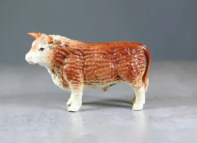 Hereford Bull Porcelain Figurine Vintage INARCO Japan Farm Animal Statuette Chip • $45