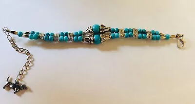 Turquoise Beaded Bracelet With Dachshund Charm • $1.95