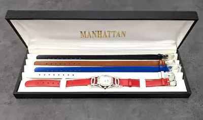 Vintage Manhattan Croton Watch Crystal Accent Iridescent Dial 5 Color Bands • $67.18