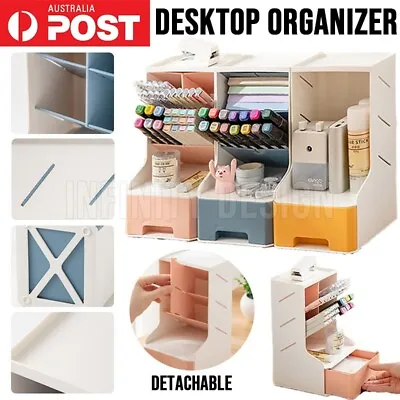 Office Desk Organizer Storage Container Drawer DIY Pen Pencil Holder Case Rack • $13.95