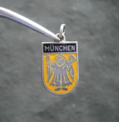 München Munich Germany Vintage 835 Silver Enamel Travel Shield Charm • $9.50