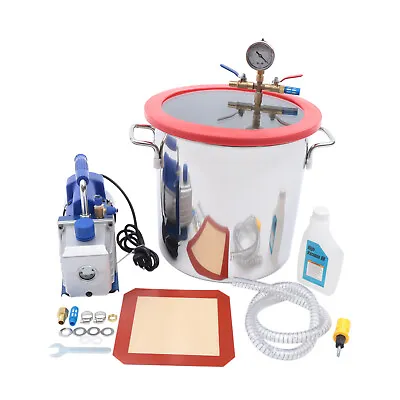 $145 • Buy 5 Gallon Stainless Steel Vacuum Chamber W/5 CFM Pump Purge Single Stage Pump