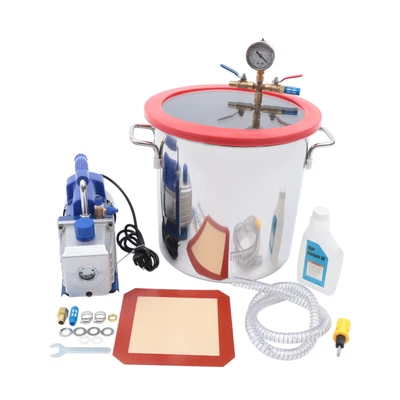 $145 • Buy 5 Gallon Stainless Steel Vacuum Chamber W/5 CFM Pump Purge Single Stage Pump