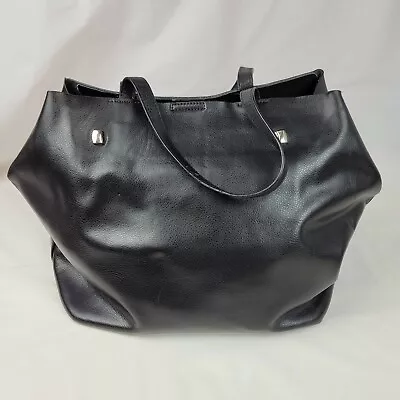 Monserat De Lucca Saffiano Docente Tote Satchel Bag Medium Black • $19.99