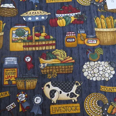 Cotton Quilt Fabric Debbie Mumm Cow Fair Farm By The 1/2 Yard Craft Material • £6.64