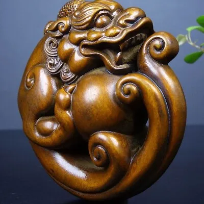 Rare Japanese Boxwood Hand Carved Dragon Figure Statue Netsuke Collectable • £23.99