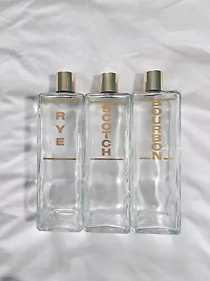 VTG MCM Karoff Gold & Glass Liquor Bottles Decanter Bourbon Scotch Rye Set 70s • $59.99