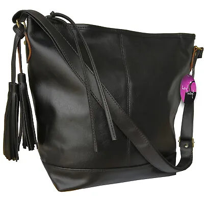 Large Handbag Slouch Bag Long Shoulder Strap Big Across Cross Body Tassel Ladies • £13.99