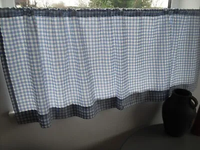 ONE GINGHAM BLUE  CAFE/ BISTRO CURTAIN NEW  W 65  X  L 23  • £10.99