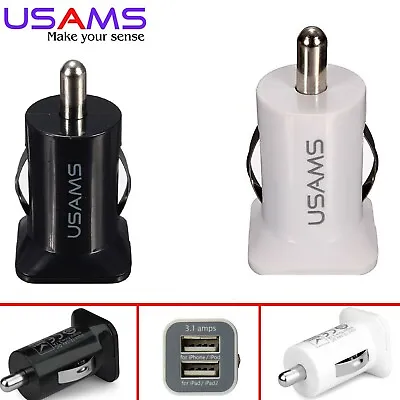 USAMS Universal 12V 3.1A Dual USB Port Car Charger For Mobile Phone Tablet PC HL • £3.89