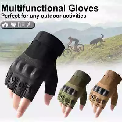Tactical Gloves Knuckle Protection Men Army Military Combat Paintball Fingerless • $12.89