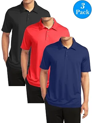 Men's Short Sleeve Moisture Wicking Polo Shirts Lounge Running Gym 3-PACK NEW • $24.99