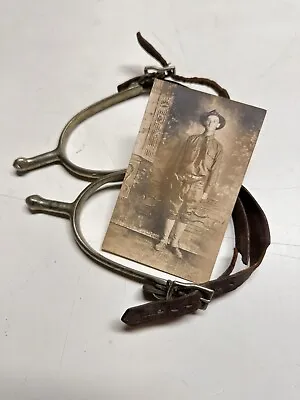 Pair Orig WWI Military Issue AB August Buermann Horse Spurs W Id’d Soldier Photo • $57.85