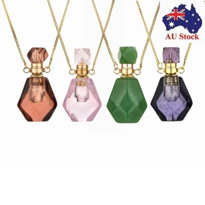 $12.58 • Buy Oil Pendant Perfume Bottle Pendant Natural Stone Necklace Oil Diffuser Vial