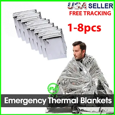 1-8 Emergency BLANKETS Thermal Survival Safety Insulating Mylar Heat 84  X52  • $8.99