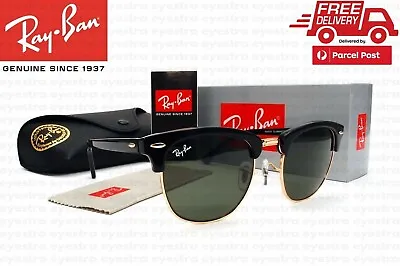 Ray-Ban Clubmaster Sunglasses Black Frame Green G-15 Lens RB3016 W0365 51mm NEW • $134.99