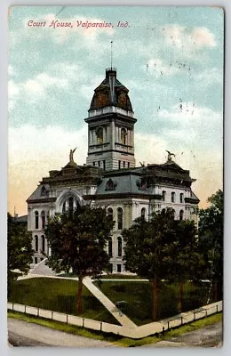 Court House Valparaiso Indiana 1910 To Massillon OH Postcard A41 • $6.95