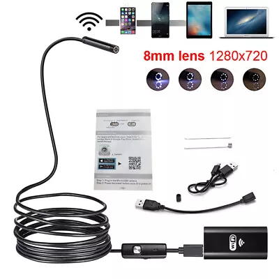 LED Snake Endoscope Borescope Inspection WiFi Camera Scope For IPhone Android UK • £12.77