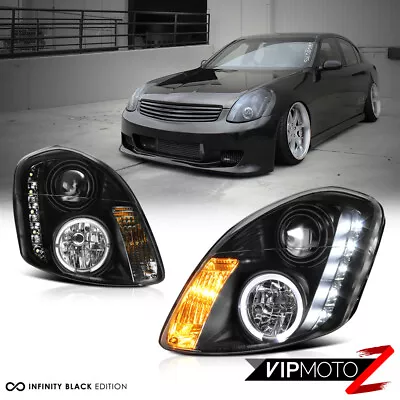 For 03-04 Infiniti G35 4DR Sedan Black Projector Halo LED Headlight Left Right • $264.76