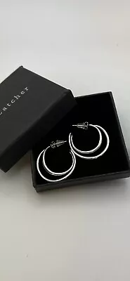 5041-MTT B. Catcher  Stainless Steel Double Looped Silver Color New Earrings • $18